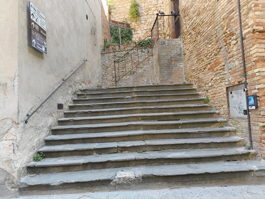 old stairs at the enterance of San Gimignano city center